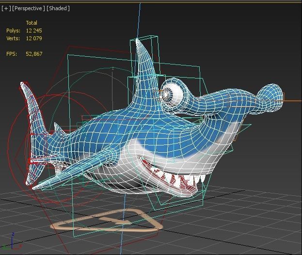 cartoon hammerhead shark Low-poly 3D model_11