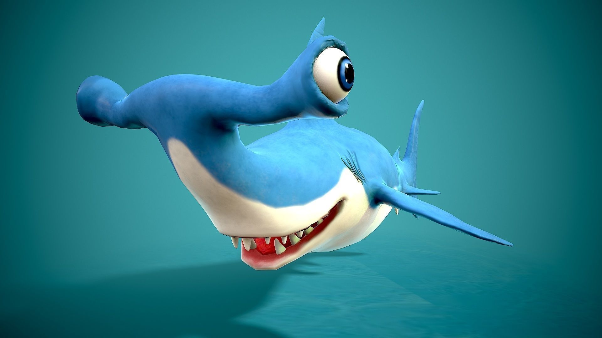 cartoon hammerhead shark Low-poly 3D model_10