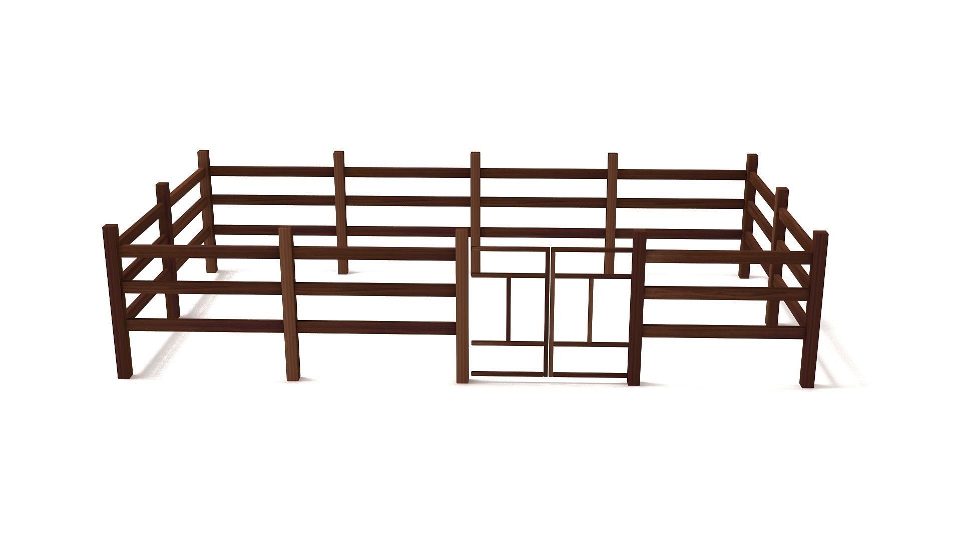 Fence Dark Wood 3D model_4