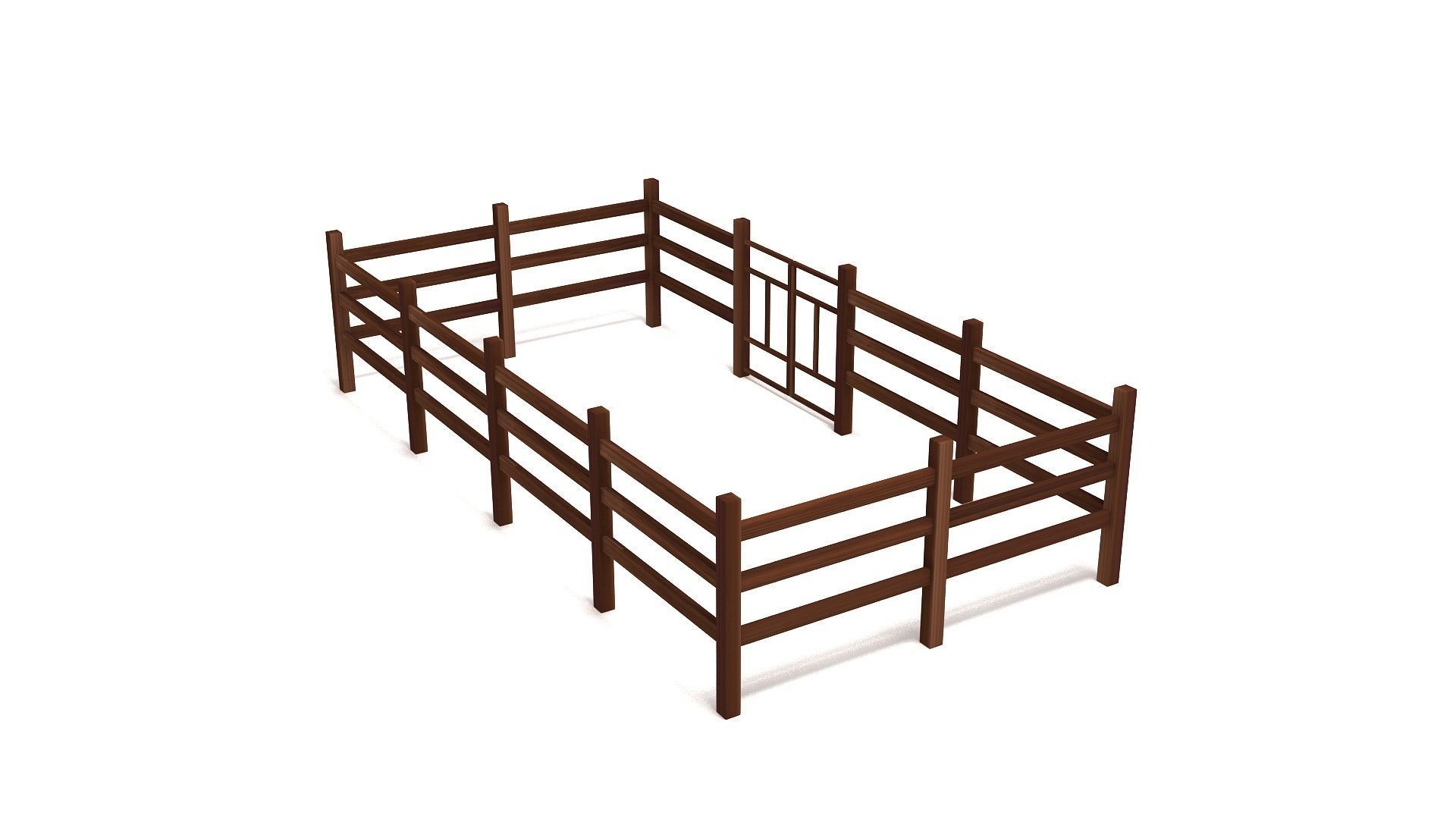 Fence Dark Wood 3D model_3