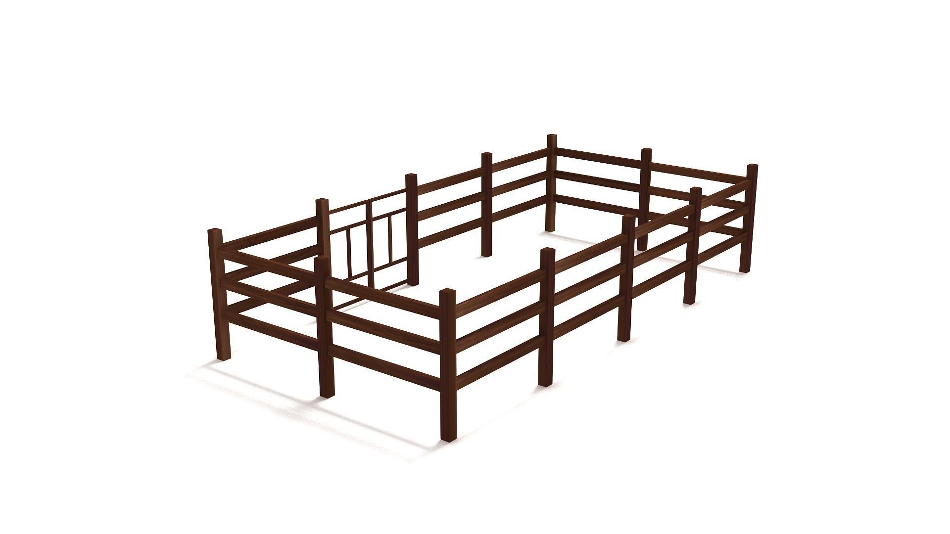 Fence Dark Wood 3D model_2