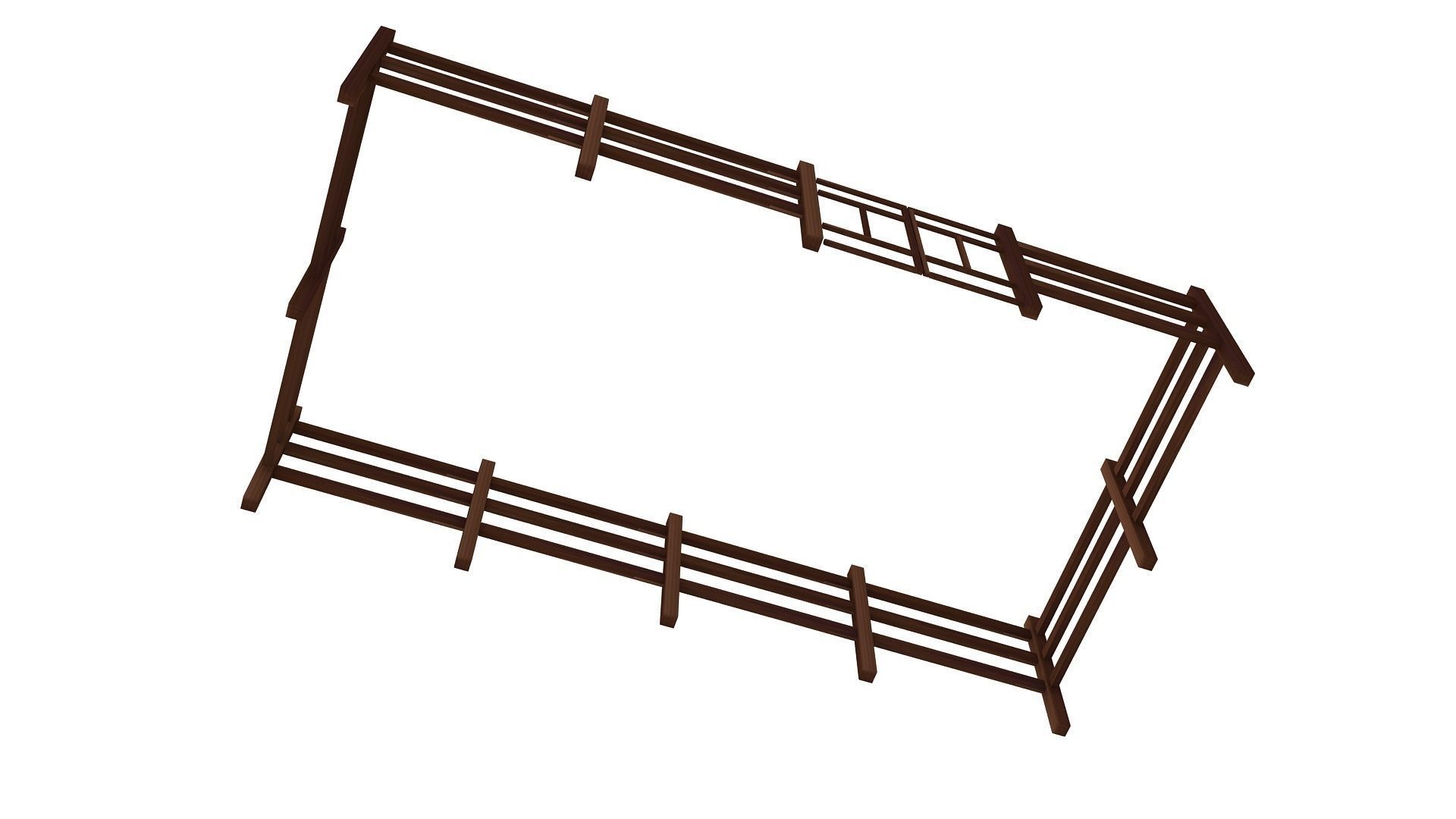 Fence Dark Wood 3D model_5