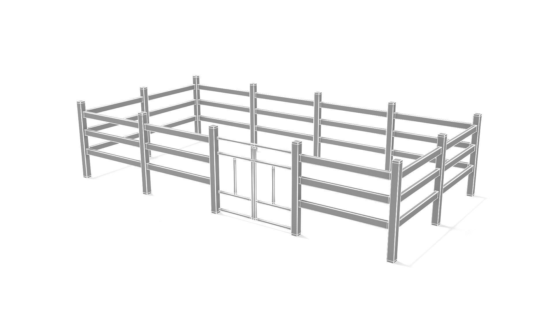 Fence Dark Wood 3D model_6