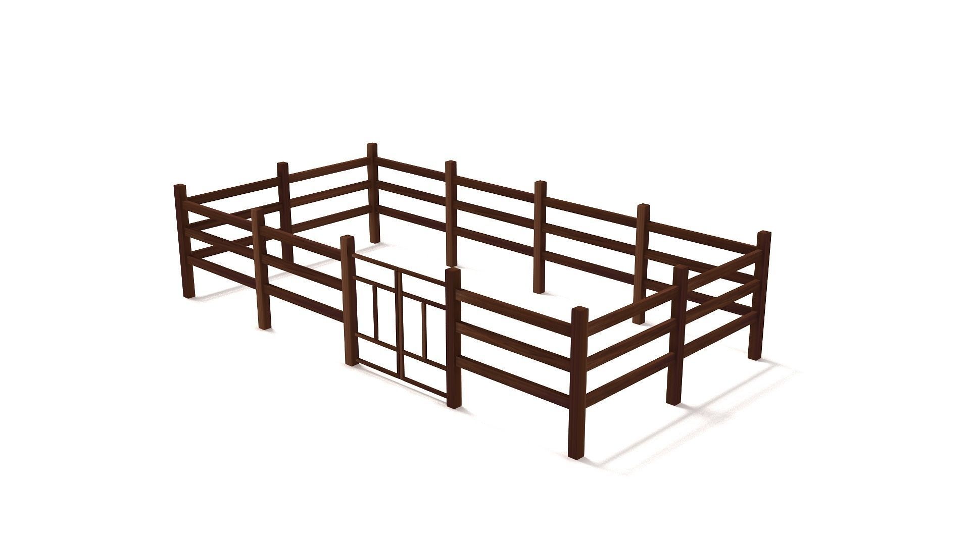 Fence Dark Wood 3D model_1