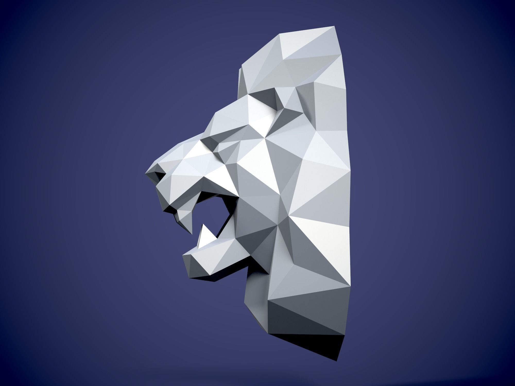 Low Poly style Lion and Pepakura 3D print model_5