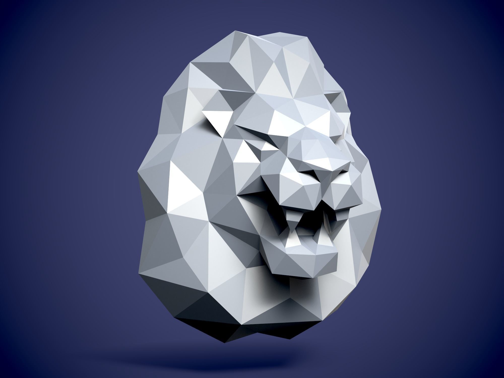 Low Poly style Lion and Pepakura 3D print model_3