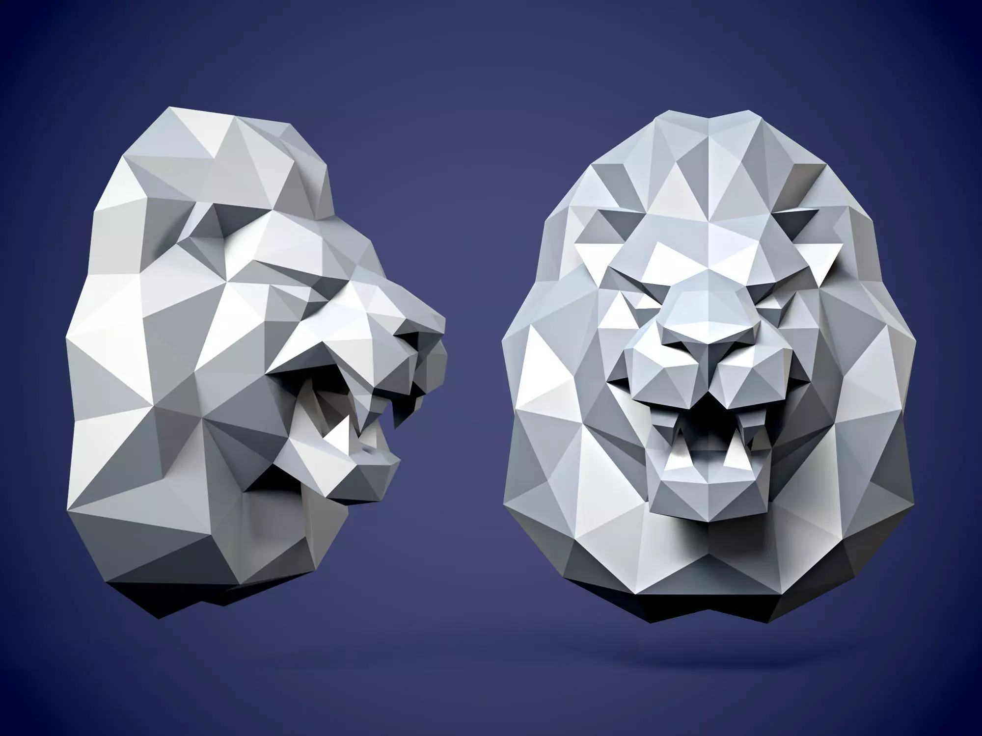 Low Poly style Lion and Pepakura 3D print model_0