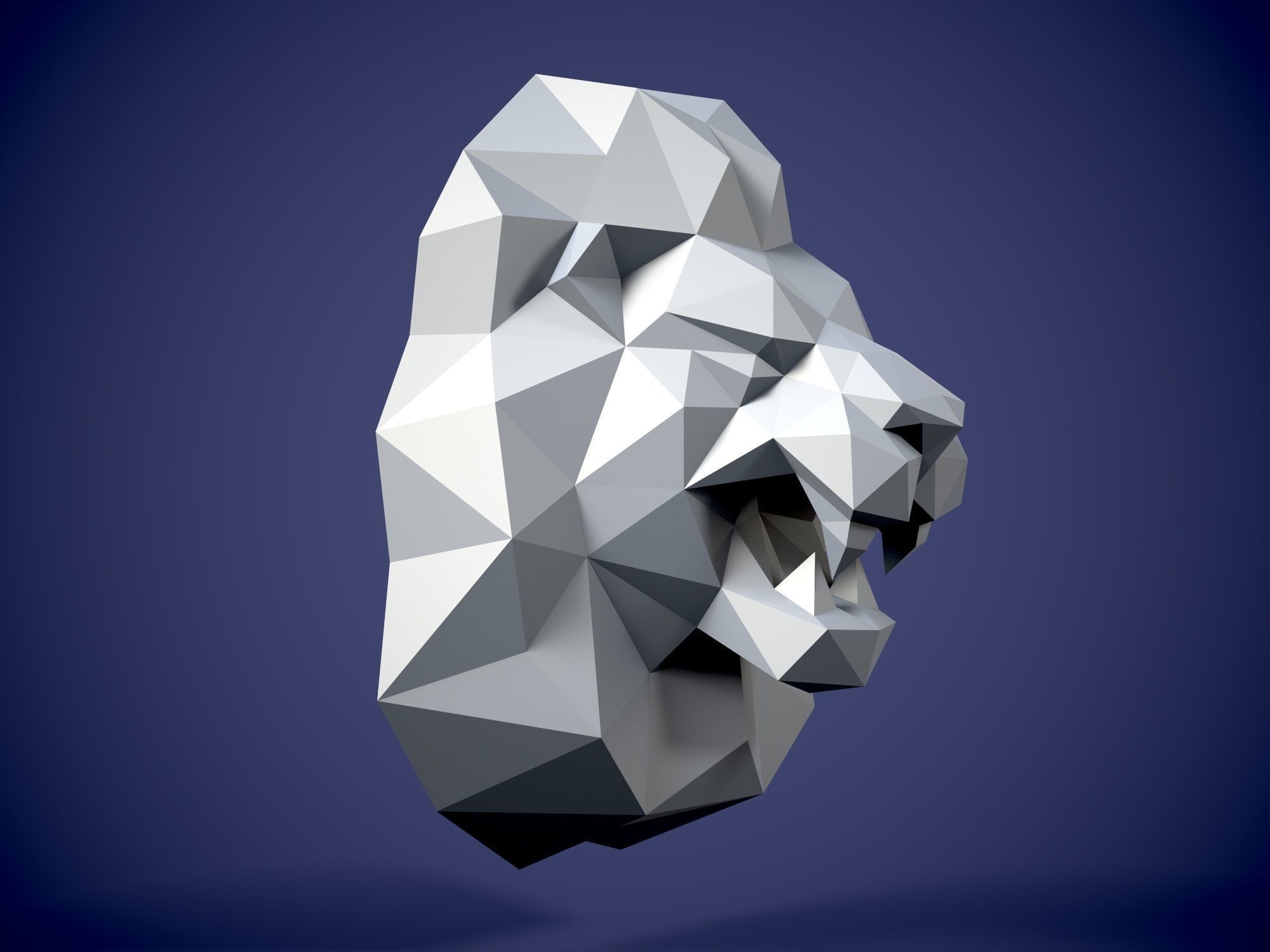 Low Poly style Lion and Pepakura 3D print model_2