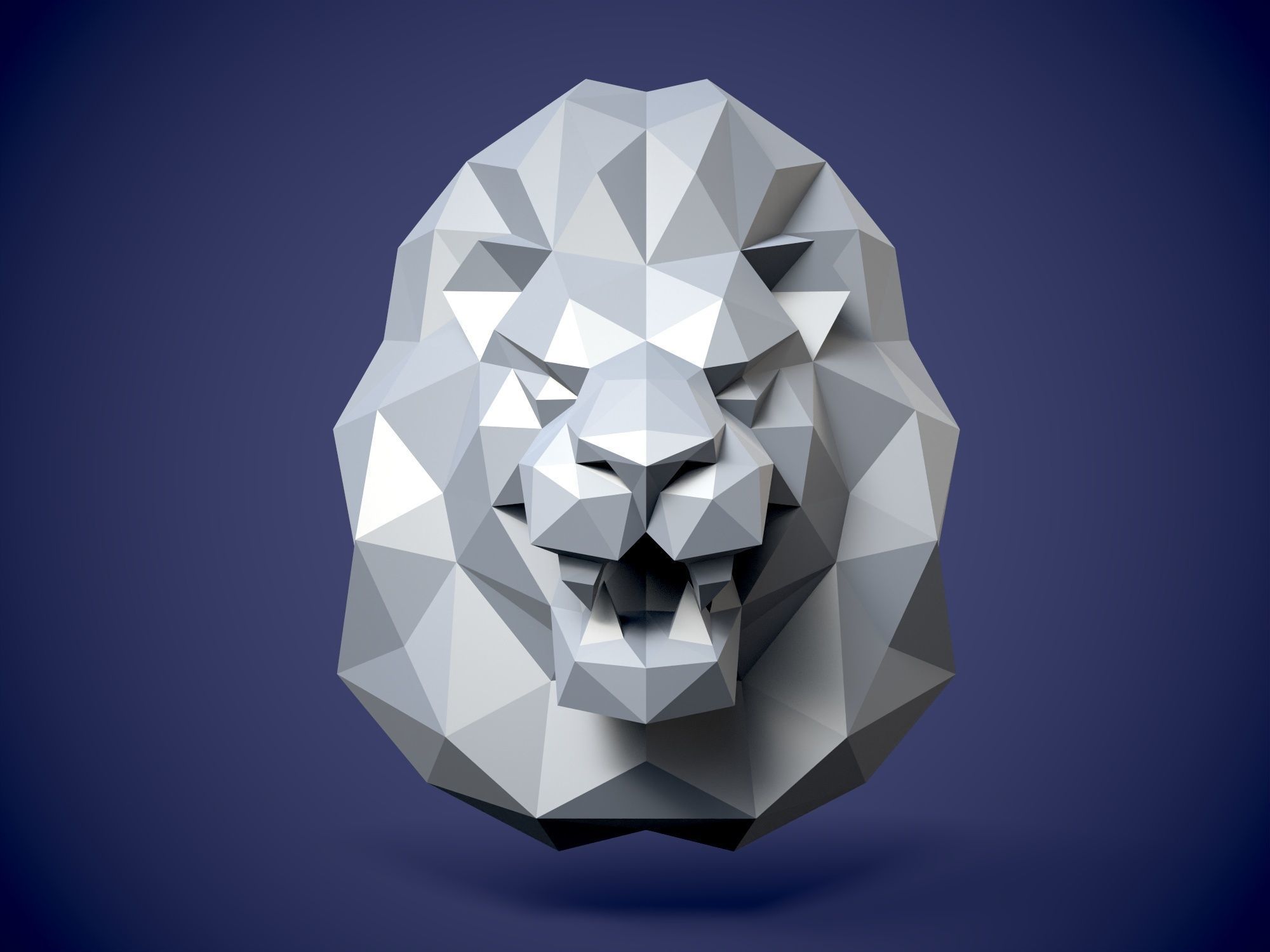 Low Poly style Lion and Pepakura 3D print model_1