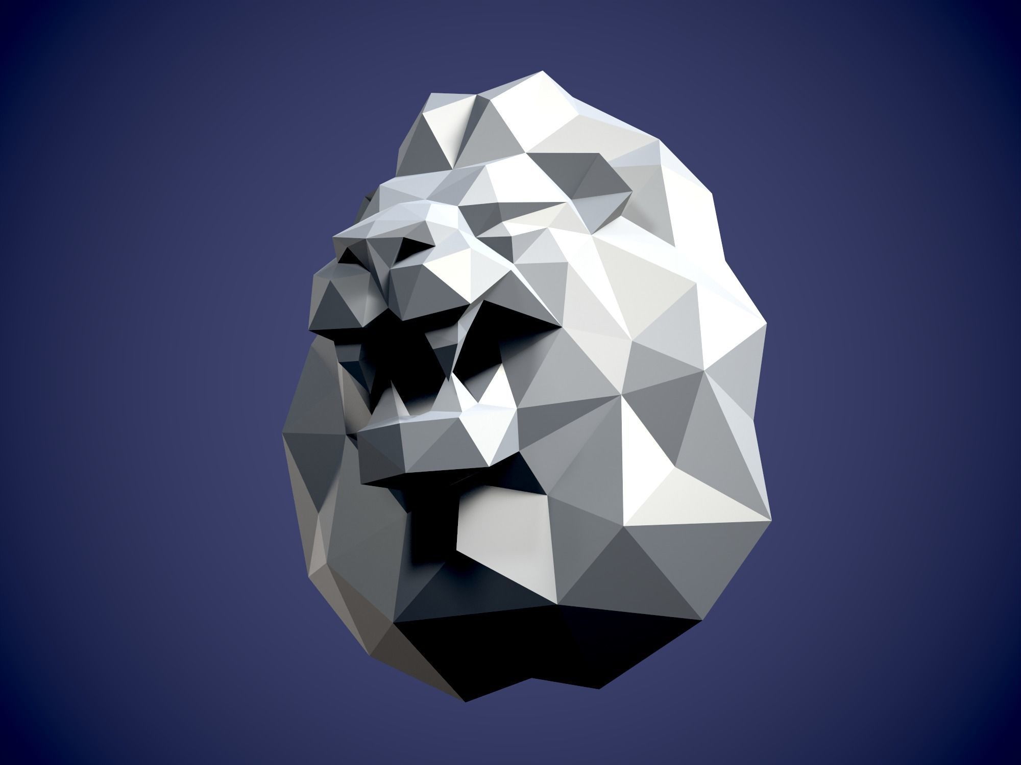 Low Poly style Lion and Pepakura 3D print model_4