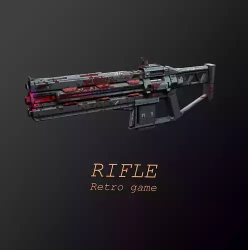 Rifle low poly retro game style