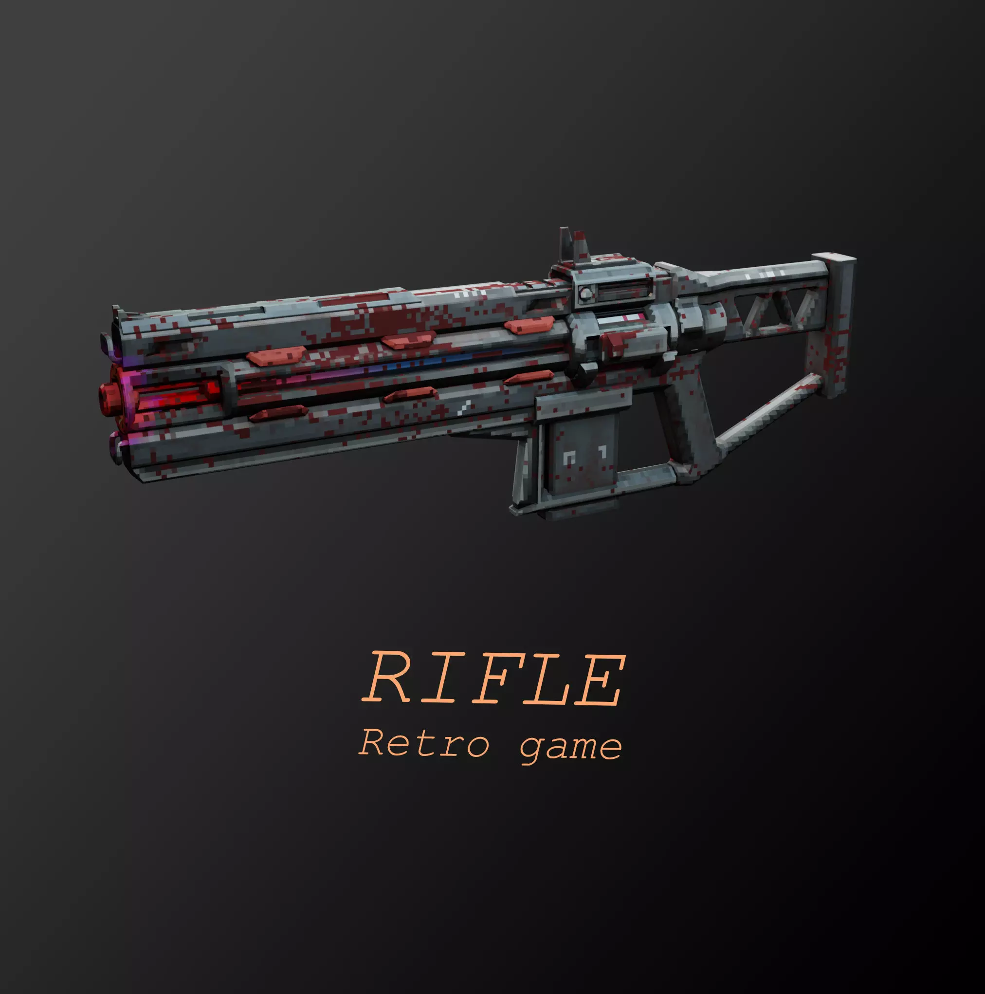 Rifle low poly retro game style Low-poly 3D model_0