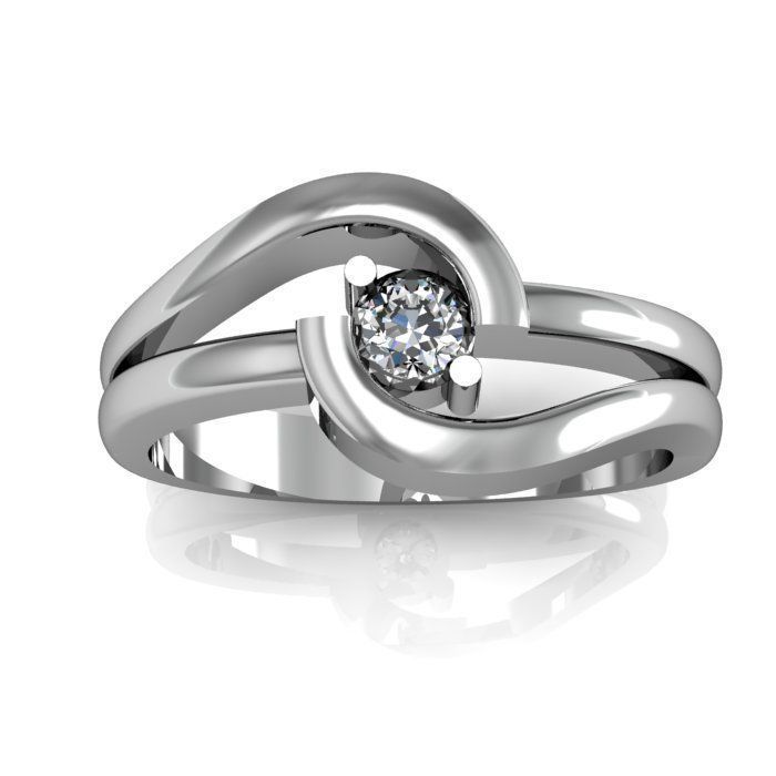 solitair ring 3D print model_3