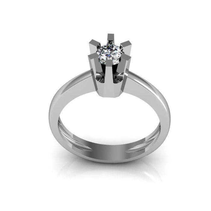 solitaire ring 3D print model_3