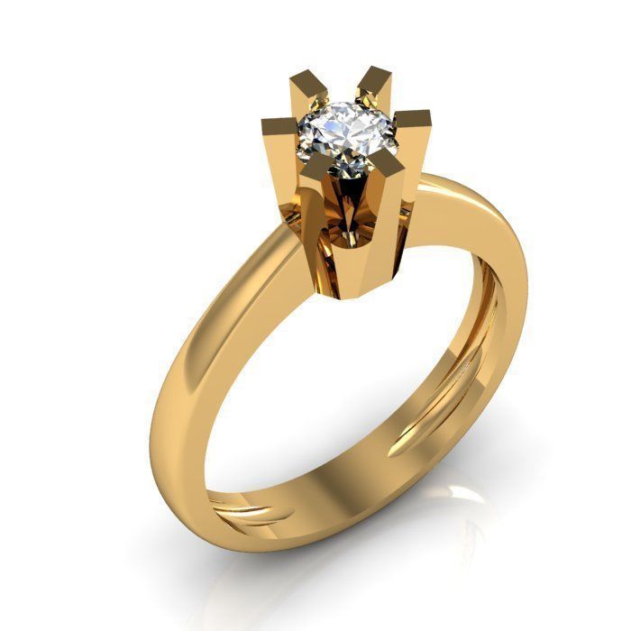 solitaire ring 3D print model_4