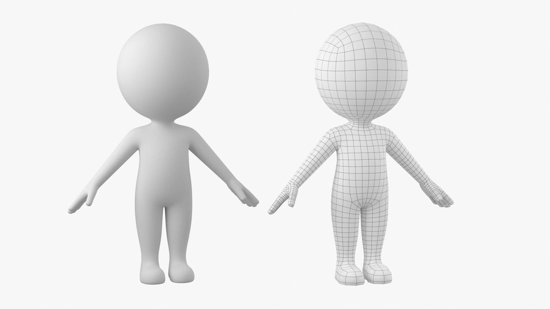 Cute Stickman In A-Pose CAT Rig Low-poly 3D model_4