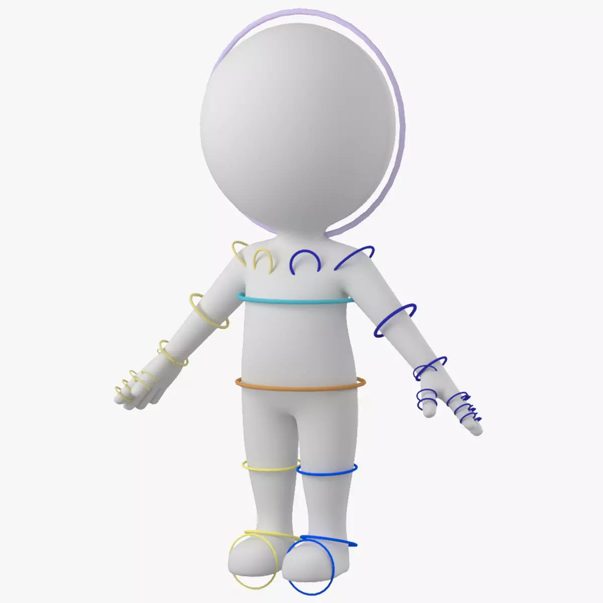 Cute Stickman In A-Pose CAT Rig Low-poly 3D model_0