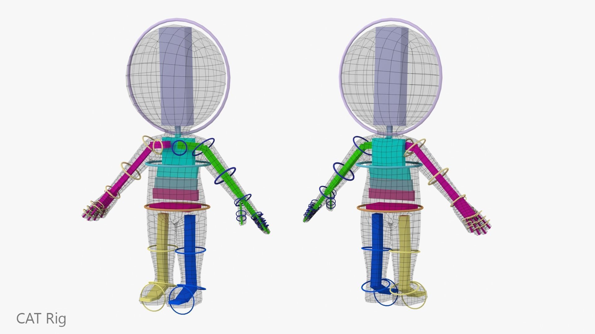 Cute Stickman In A-Pose CAT Rig Low-poly 3D model_14