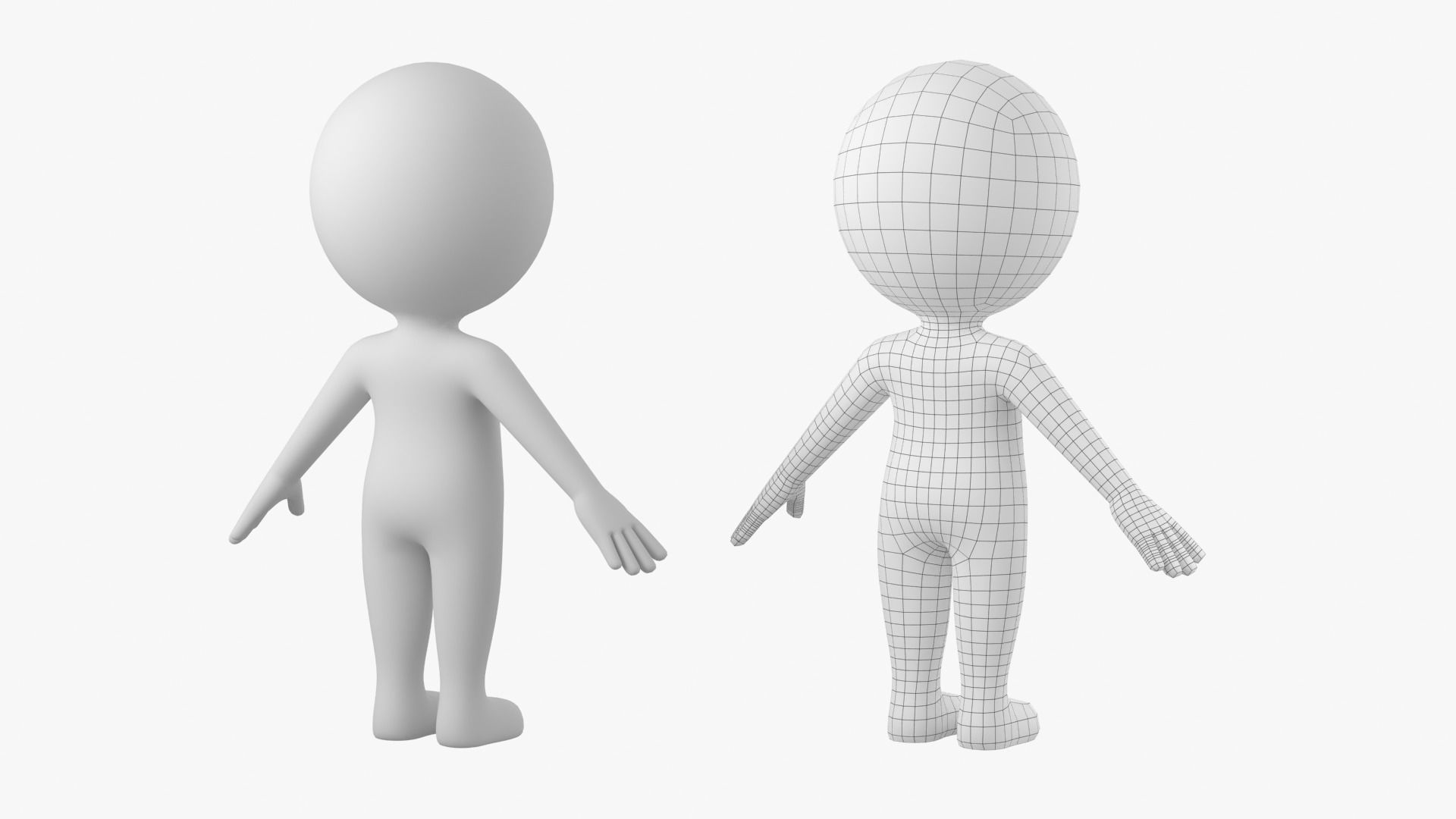 Cute Stickman In A-Pose CAT Rig Low-poly 3D model_7