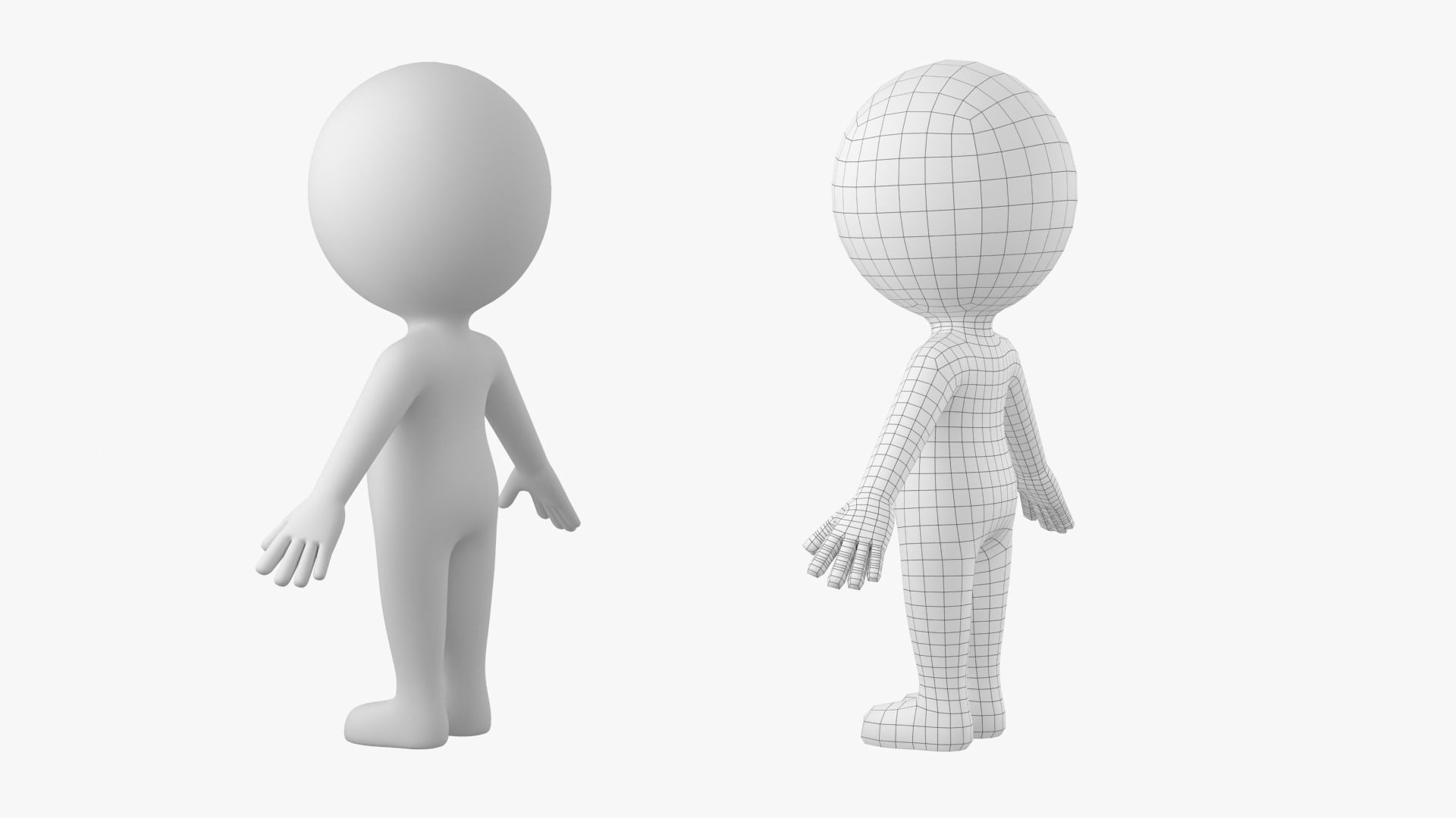 Cute Stickman In A-Pose CAT Rig Low-poly 3D model_9