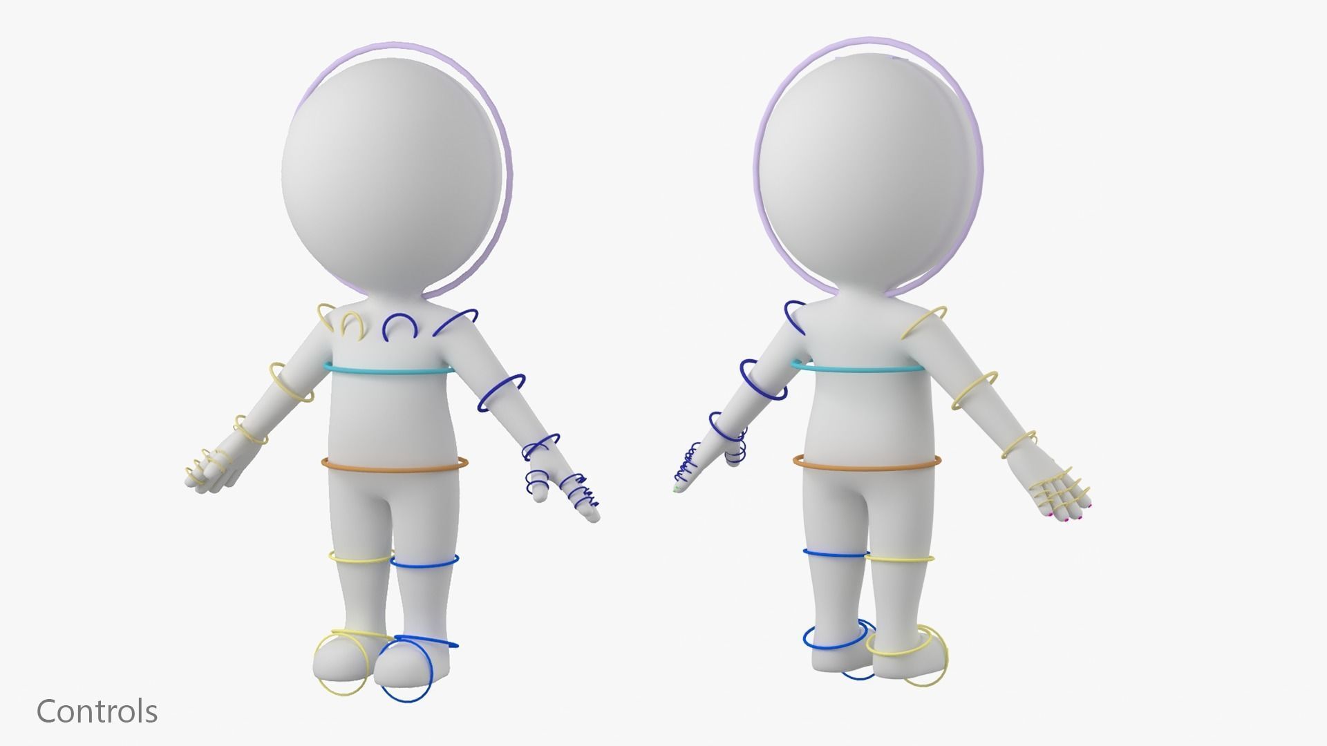 Cute Stickman In A-Pose CAT Rig Low-poly 3D model_13