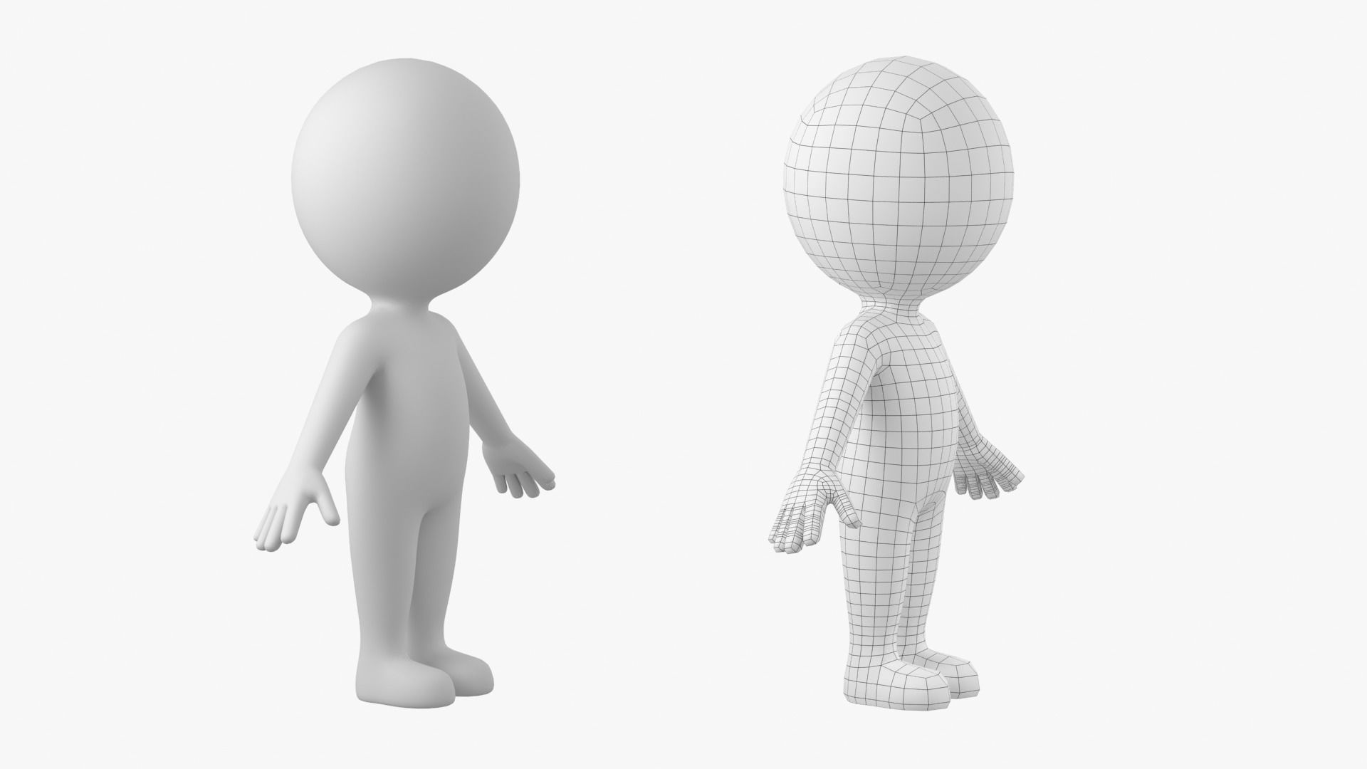 Cute Stickman In A-Pose CAT Rig Low-poly 3D model_5