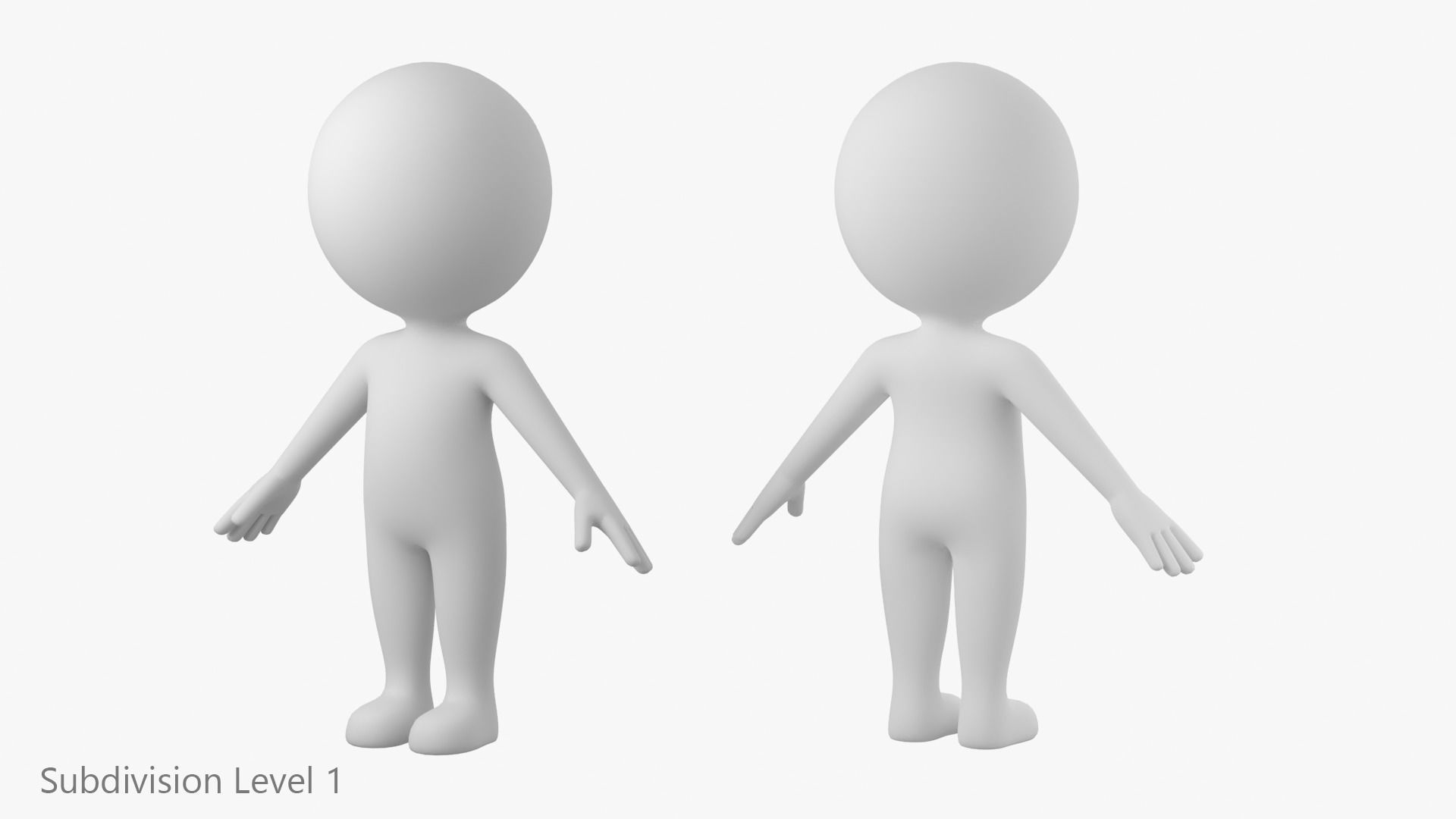 Cute Stickman In A-Pose CAT Rig Low-poly 3D model_16