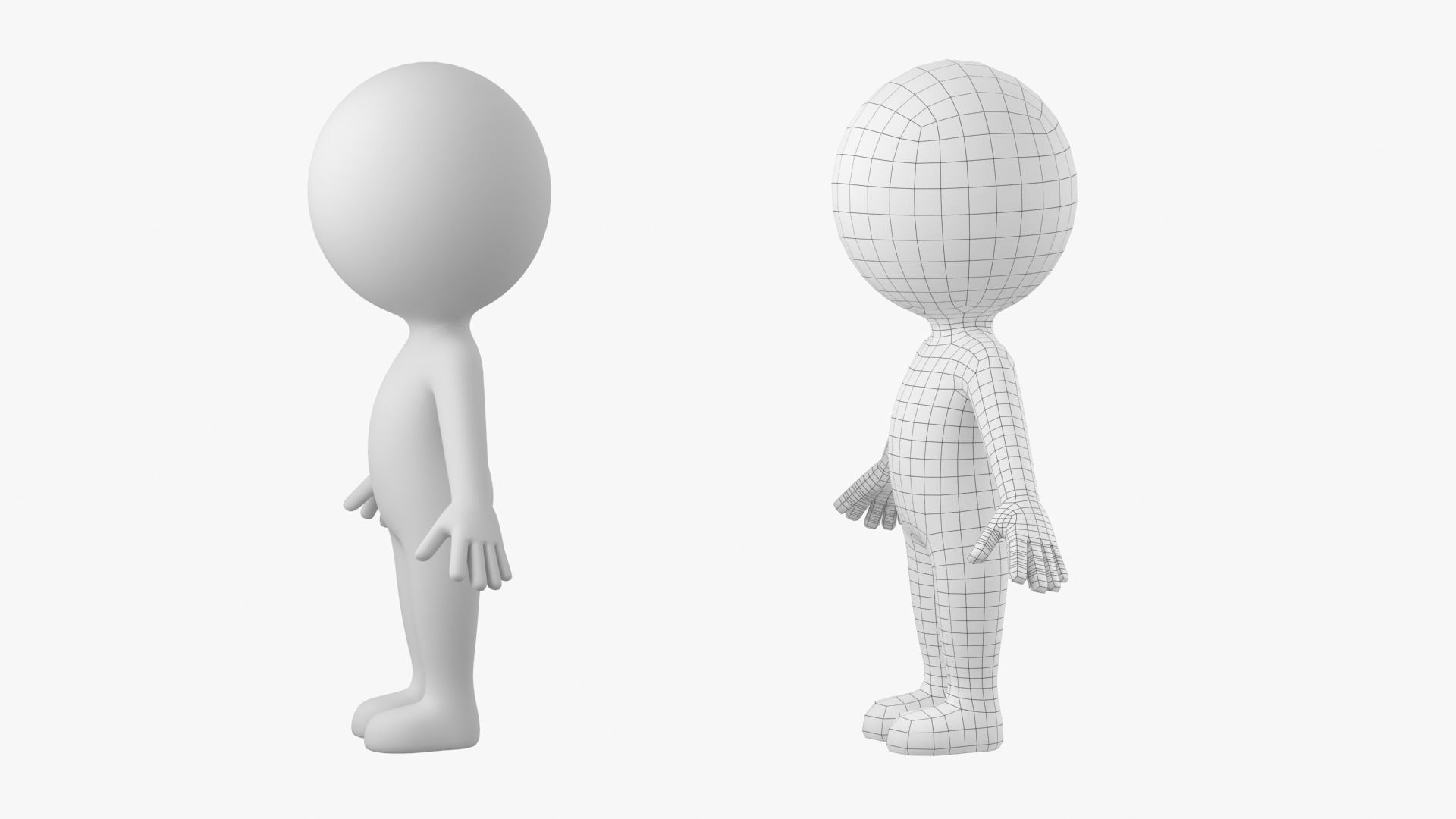 Cute Stickman In A-Pose CAT Rig Low-poly 3D model_10