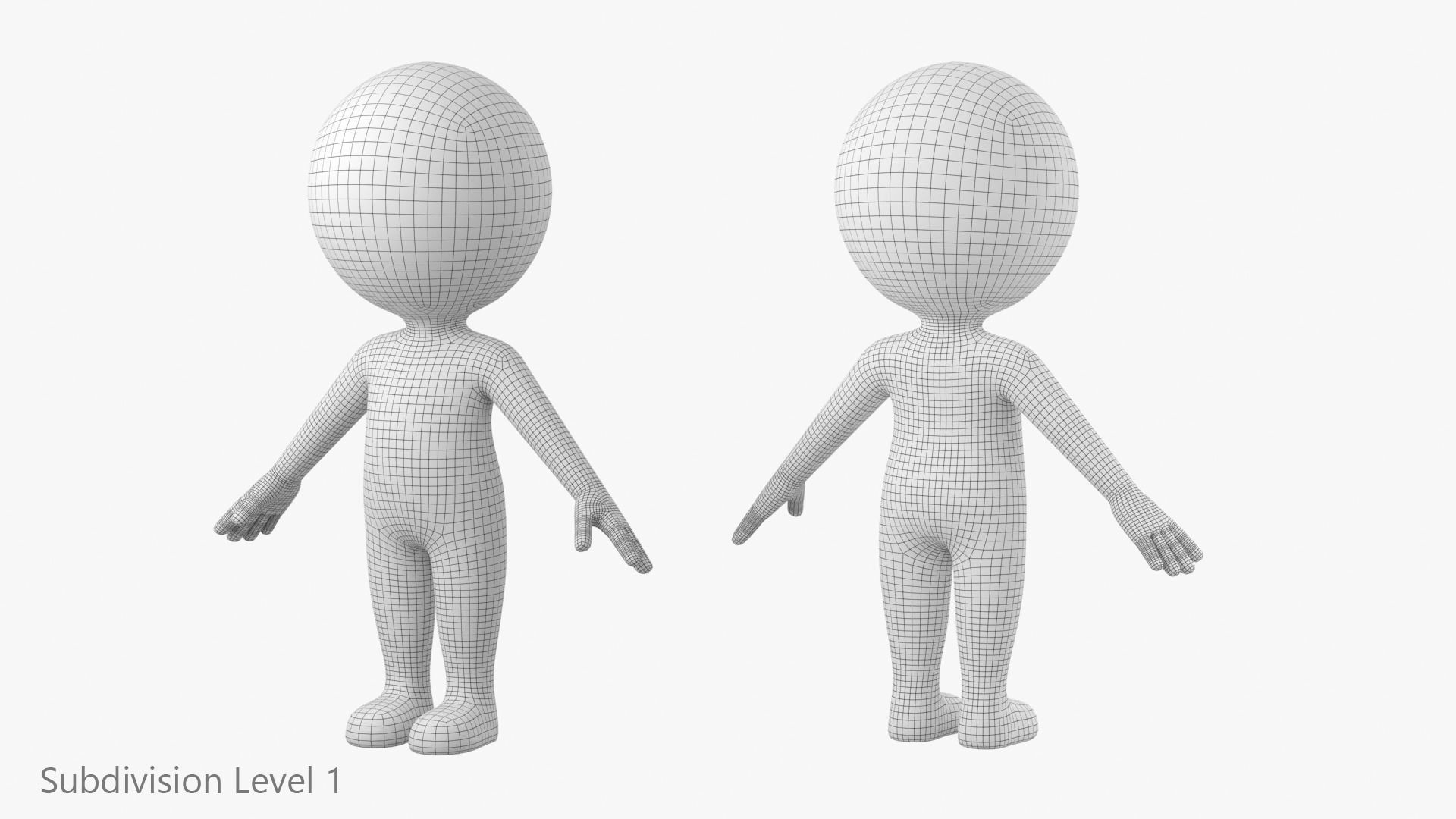 Cute Stickman In A-Pose CAT Rig Low-poly 3D model_18