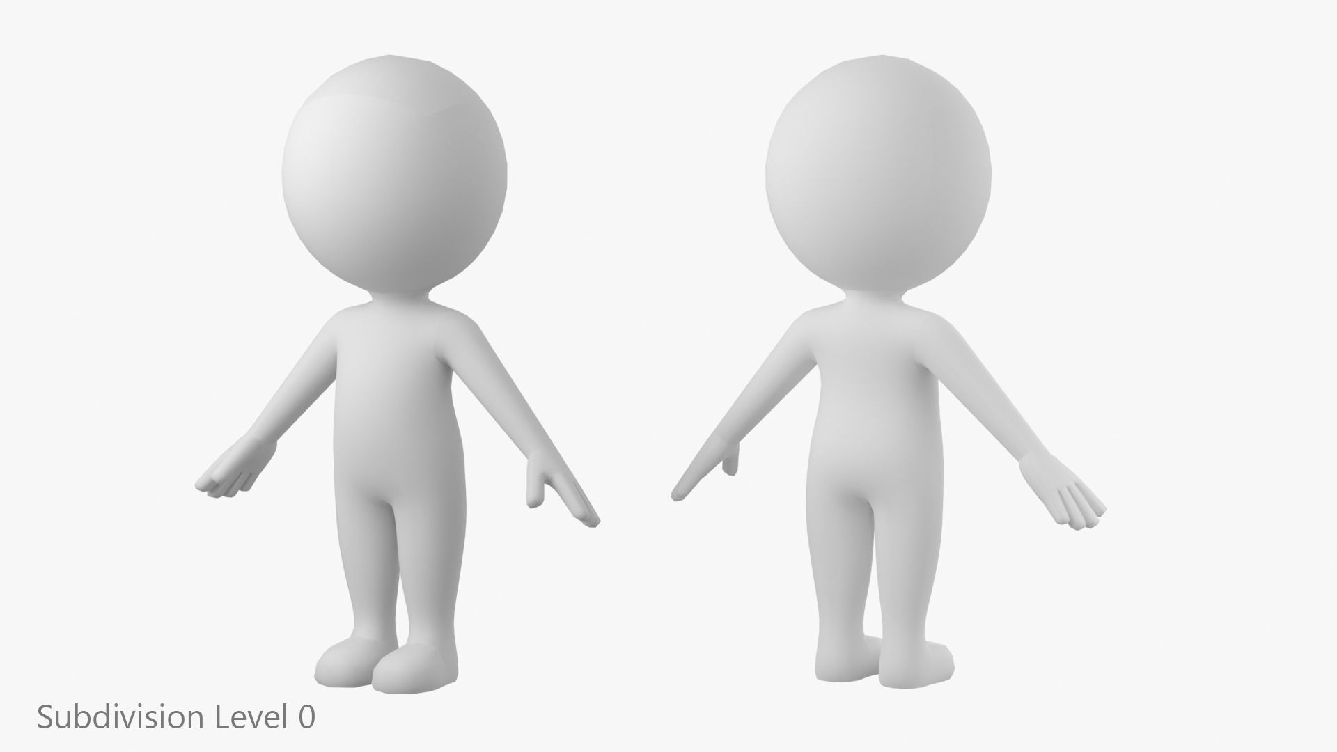 Cute Stickman In A-Pose CAT Rig Low-poly 3D model_15