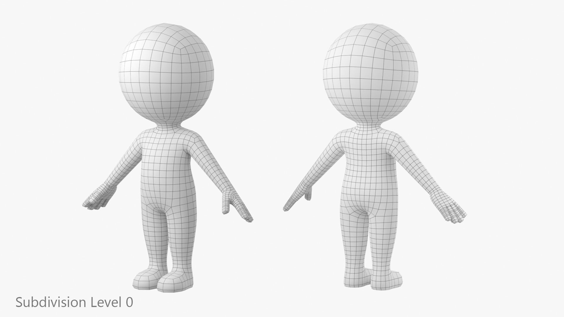 Cute Stickman In A-Pose CAT Rig Low-poly 3D model_17