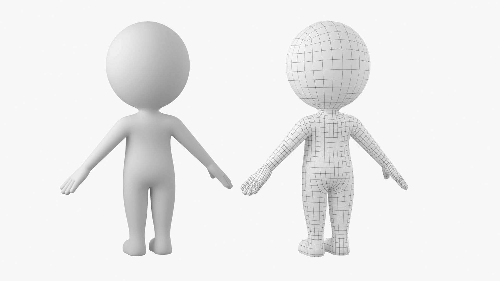 Cute Stickman In A-Pose CAT Rig Low-poly 3D model_8