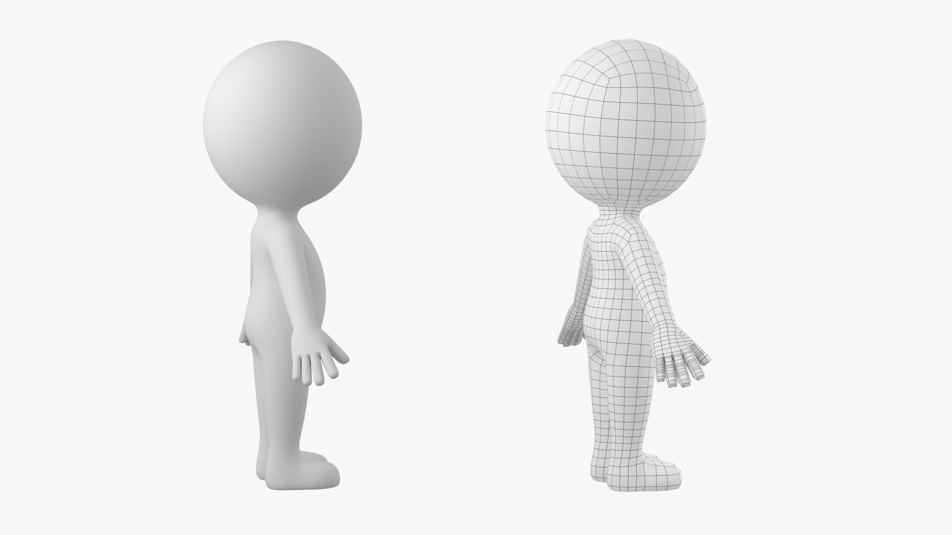 Cute Stickman In A-Pose CAT Rig Low-poly 3D model_6