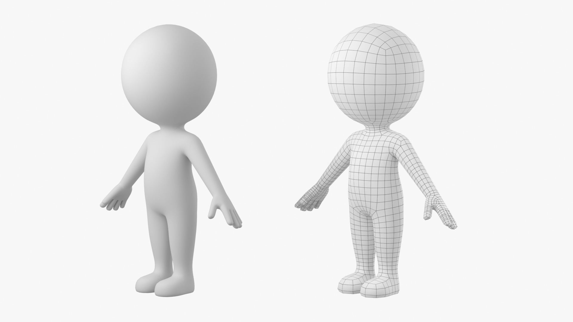 Cute Stickman In A-Pose CAT Rig Low-poly 3D model_11