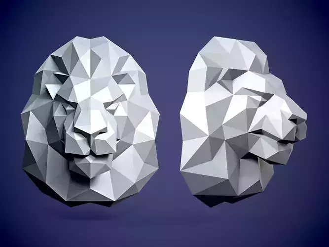 Lion in Low Poly style with Pepakura 3D print model