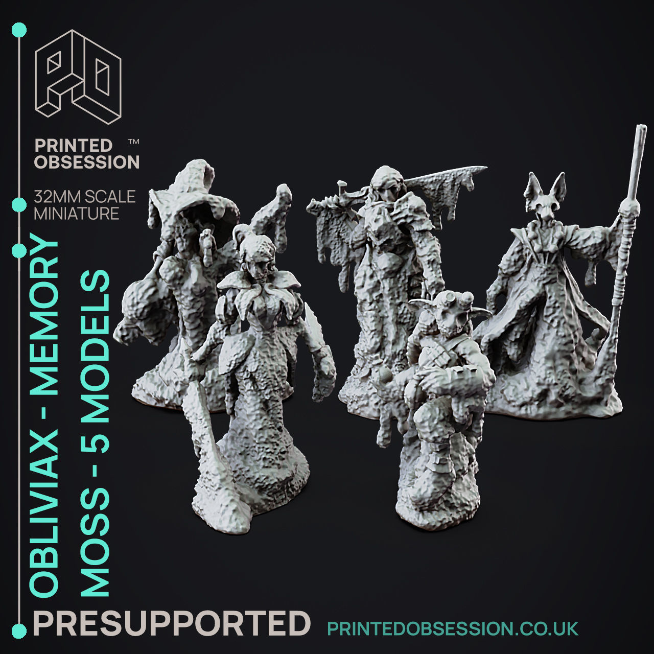 Obliviax Moss - 3D Printable TTRPG - PRESUPPORTED - 32mm 3D print model_3