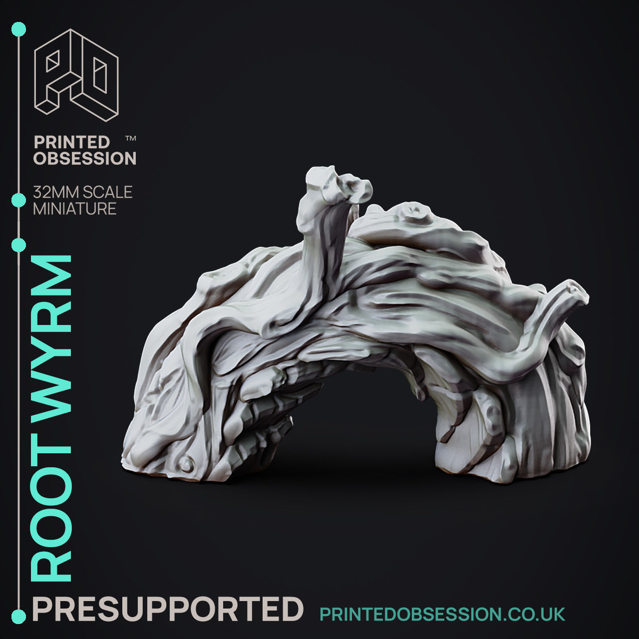 Root Wyrm - 3D Printable TTRPG - PRESUPPORTED - 32mm Scale 3D print model_13