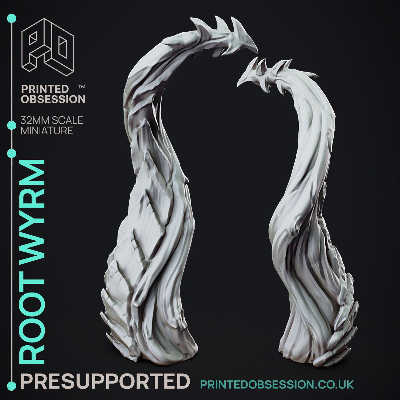 Root Wyrm - 3D Printable TTRPG - PRESUPPORTED - 32mm Scale 3D print model_10