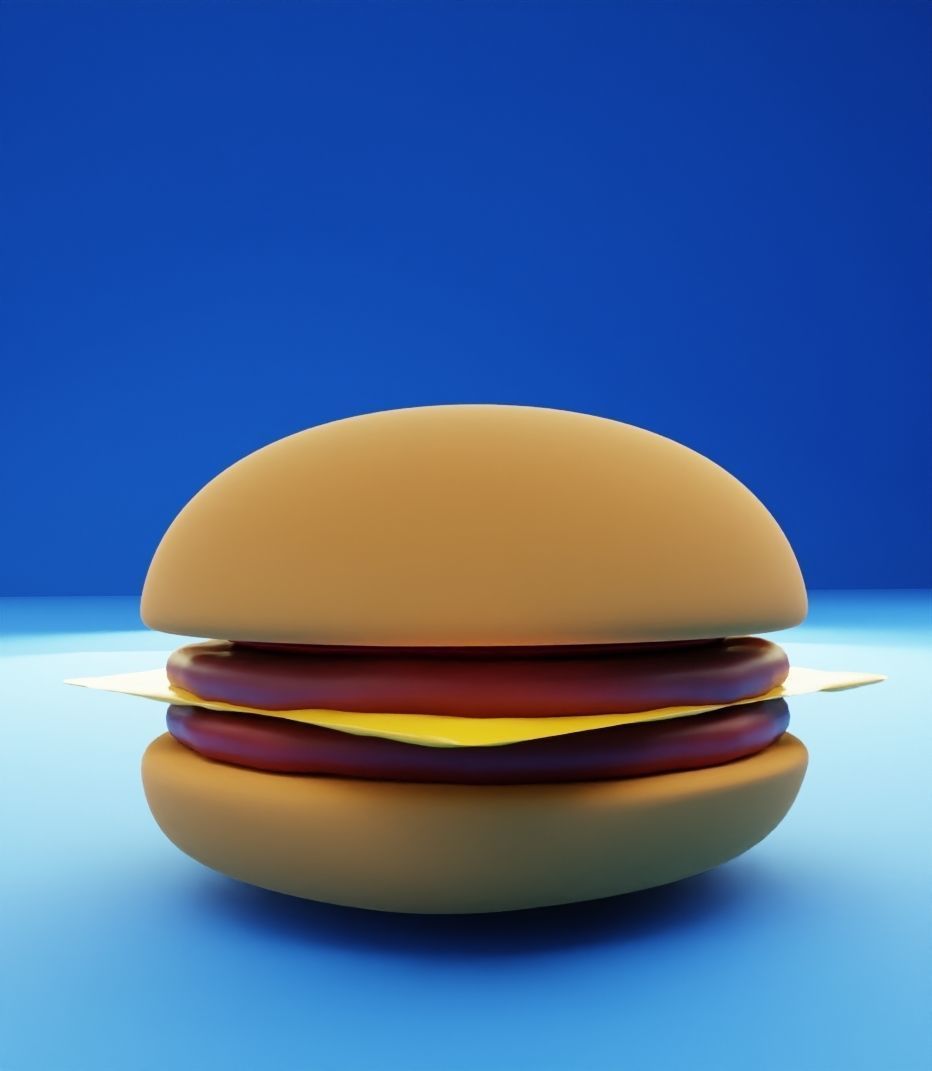 burger Low-poly 3D model_1