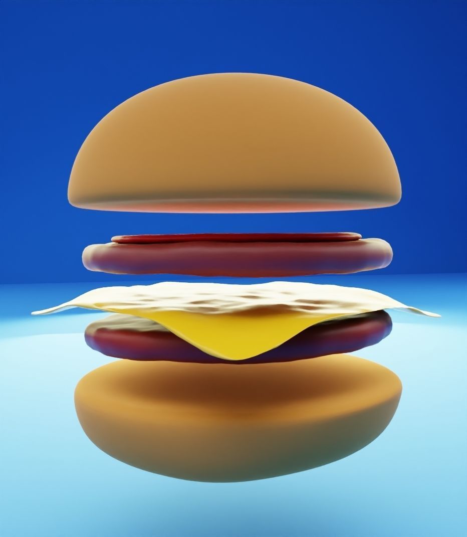 burger Low-poly 3D model_2