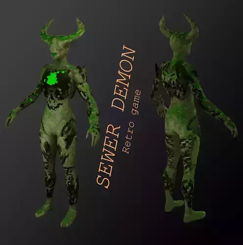 Sewer demon low poly retro game style Low-poly 3D model