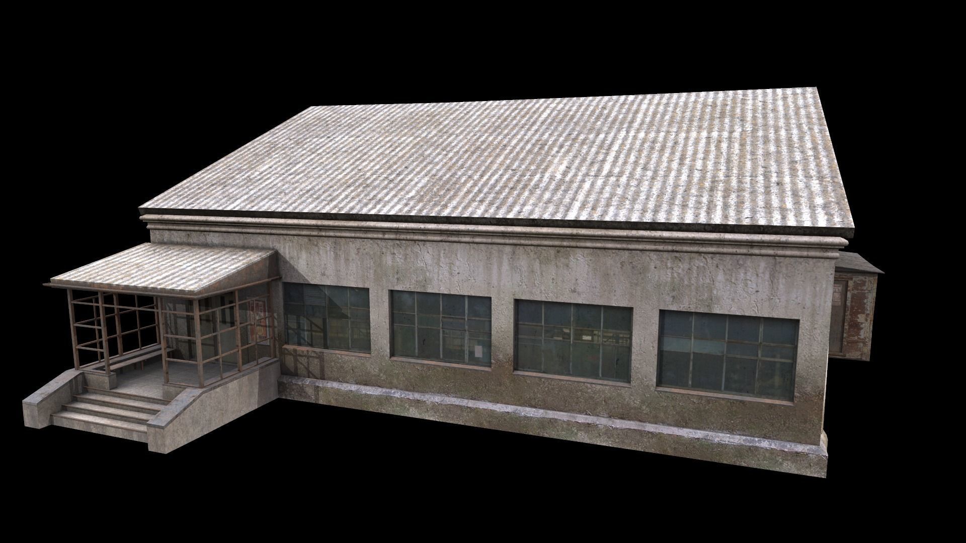old building Low-poly 3D model_2