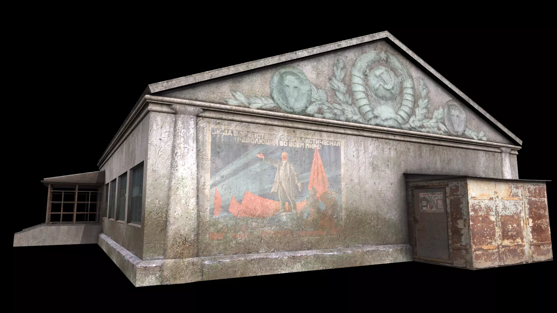 old building Low-poly 3D model_0