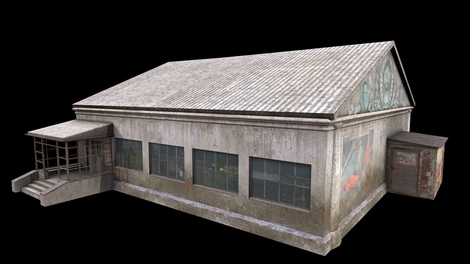 old building Low-poly 3D model_9