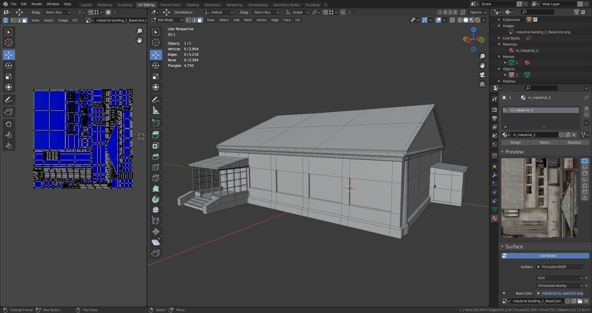 old building Low-poly 3D model_10
