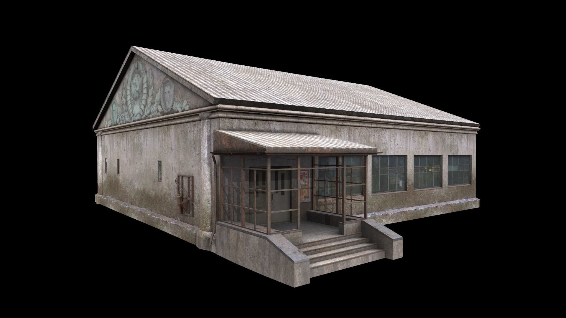 old building Low-poly 3D model_3