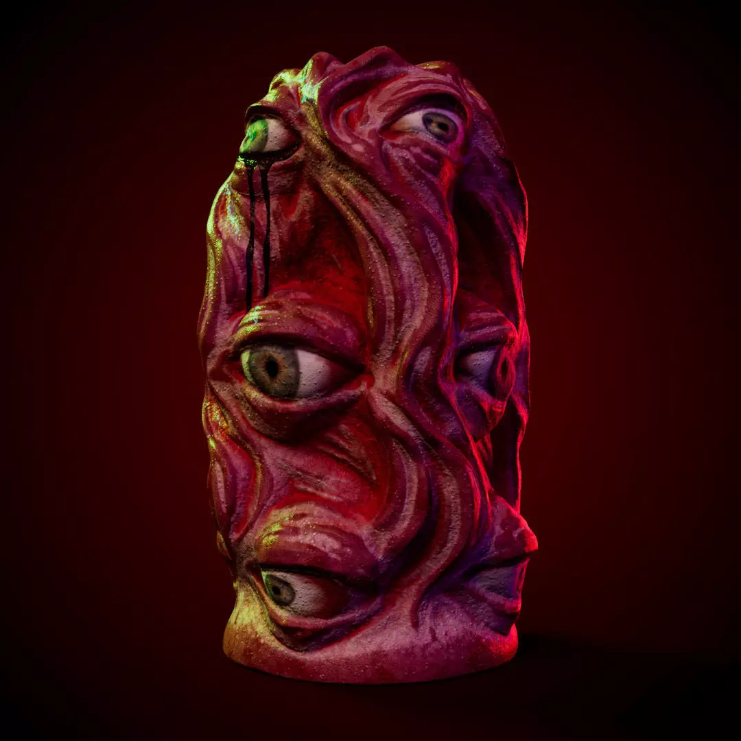 Creepy vase with eyes  low-poly and high-poly Low-poly 3D model_0