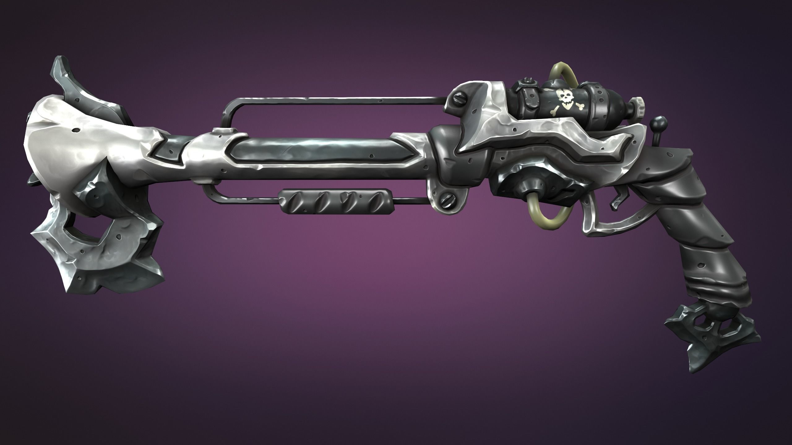 Steampunk musket Low-poly 3D model_9