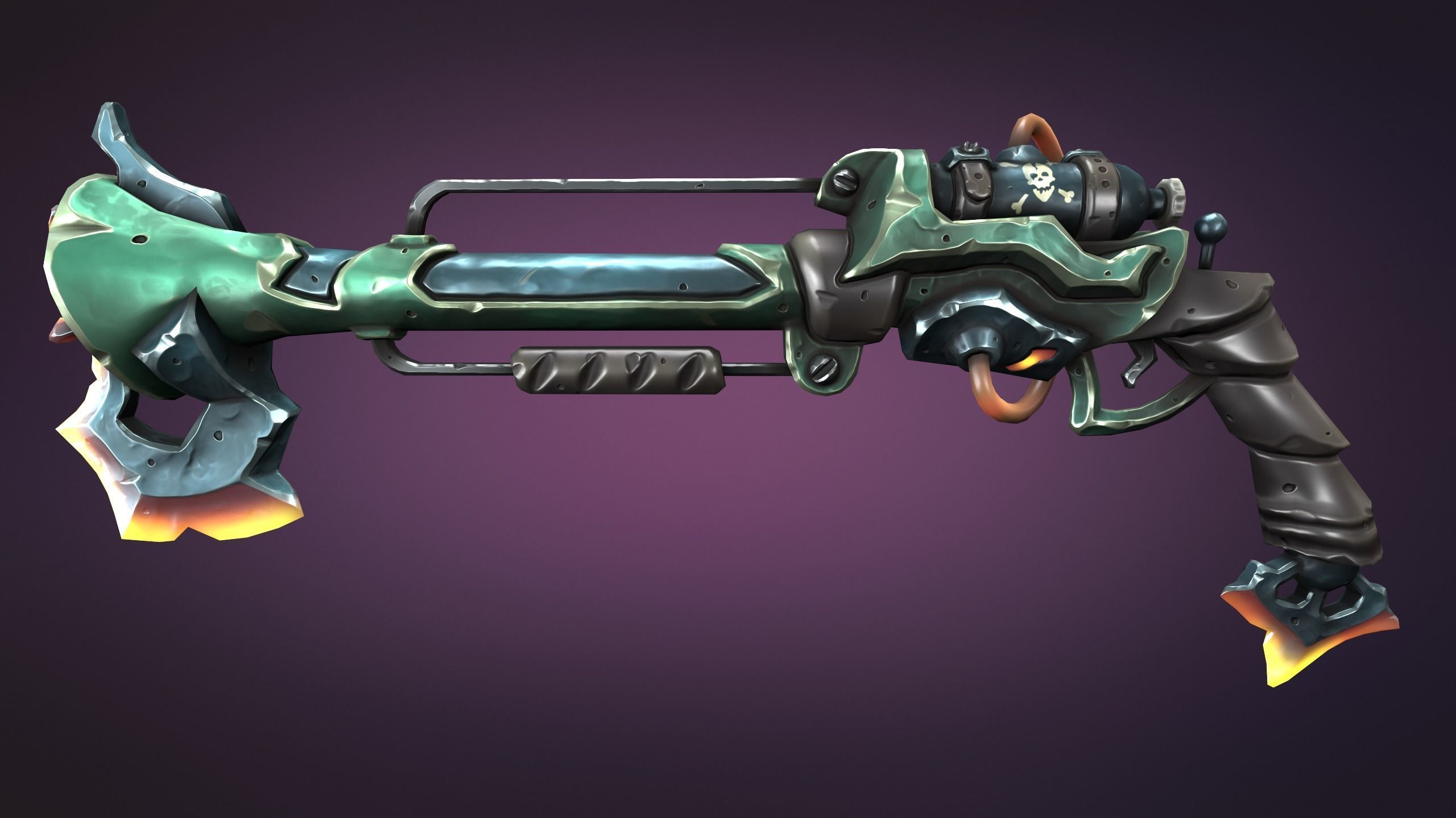 Steampunk musket Low-poly 3D model_4