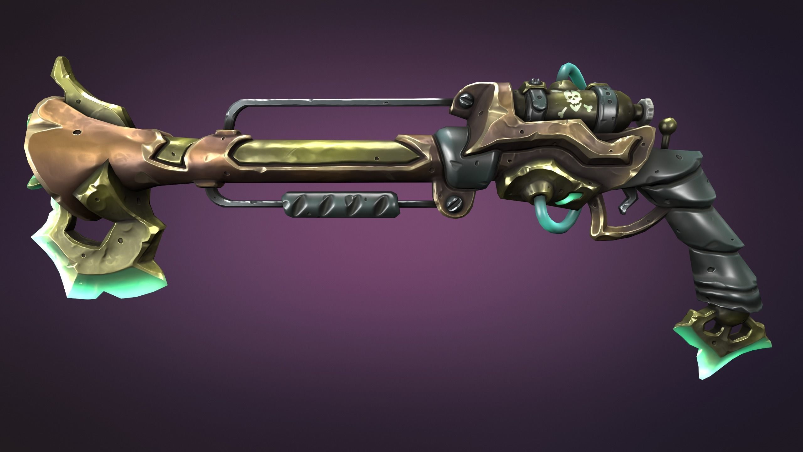 Steampunk musket Low-poly 3D model_7